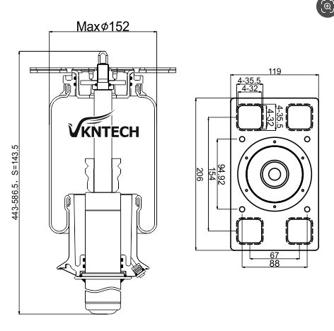 CABIN AIR SPRING INTERNATIOAL 3806428C91 REPLACED BY 1S3050 INTERNATIOAL 3806428C91