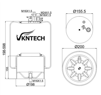 Camion Air Spring per Mercedes Benz A 942.320.52.21 Contitech 4390NP23 Sostituzione da VKNTECH 1K4123 MERCEDES BENZ A 942.320.52.21 Contitech 4390NP23
