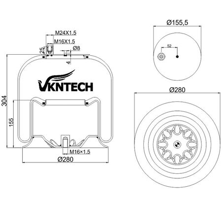L'aria di carico per camion per la MERCEDES BENZ A 974.320.02.17 A 974.320.04.17 A 946.320.02.17 Contitech 4757NP02 Sostituito da VKNTECH 1K4757-2