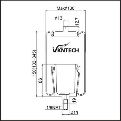 MOLLA PNEUMATICA CABINA 1102-0043 (FRT.NBD-13262 FIP-102215 BIANCO KW,MACK) Firestone W02-358-7056 SOSTITUITO DA VKNTECH 1S7056