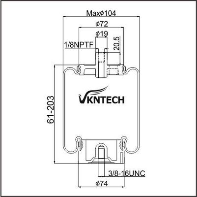 MOLLA PNEUMATICA CABINA NAVISTAR LINK LTD 1102-0026(NAV.) Firestone W02-358-7079 SOSTITUITA DA VKNTECH 1S7079