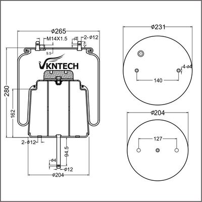 AIR SPRING SCANIA 1440306 442678 1440859 Firestone W01-095-0481 1T15LR-4 Goodyear 556028566 Sostituzione da VKNTECH 1K0481