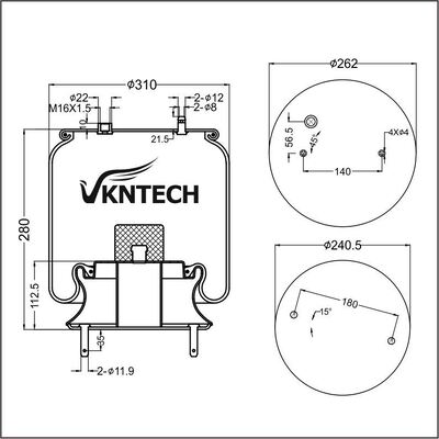AIR SPRING SCANIA 1726237 1K15VPR-3 Sostituito da VKNTECH 1K6237