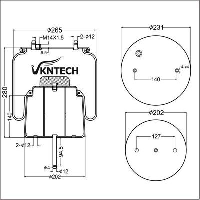 AIR SPRING SCANIA 1440305 492680 Goodyear 556028561 Phoenix 1DF20A-2 Sostituzione da VKNTECH 1K6305