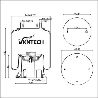 AIR SPRING HENDRICKSON NS 501304 WATSON&CHALIN AS-0036 TRIANGLE 8361 6373 Firestone W01-358-9321 1T15M-11 Goodyear 1R12-256 Sostituito da VKNTECH 1K9321